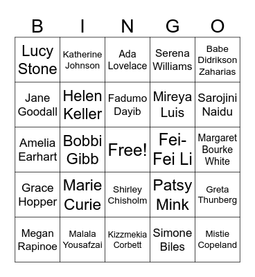 Woman's History Month BINGO Card