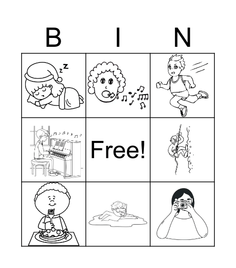 ACTION VERBS Bingo Card