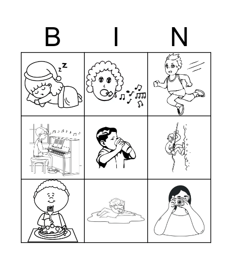 ACTION VERBS Bingo Card