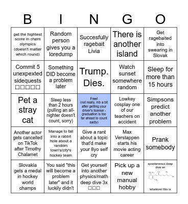Eva's 2026 Bingo Card