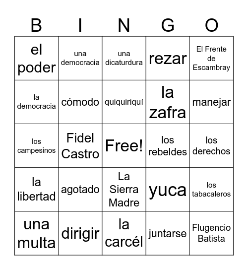 La Casa Dividida C 1-3 Bingo Card