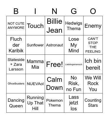 SONGS Bingo Card