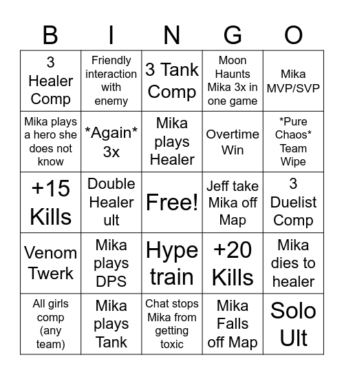 Mika BINGO Card