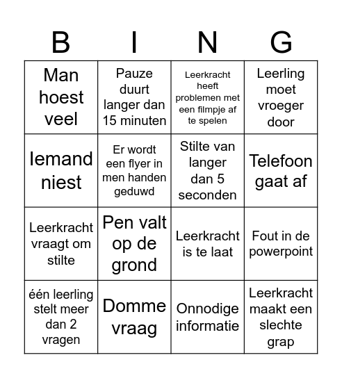 Les Bingo Card