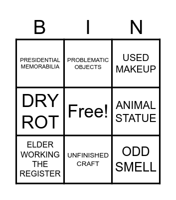 Estate Sale Bingo Card