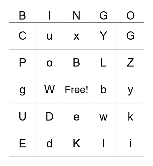 Avery      Emmy      Jax      Owen M. Bingo Card