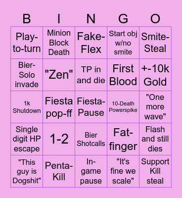 White Lotus Game Day Bingo Card