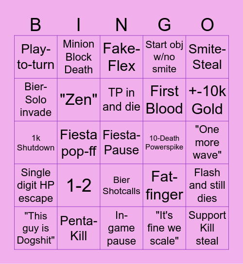 White Lotus Game Day Bingo Card