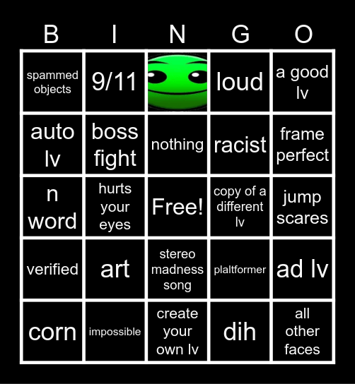 recent geometry dash Bingo Card