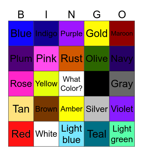 Colors Bingo Card