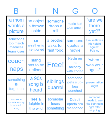 Spring Break 2026 Bingo Card
