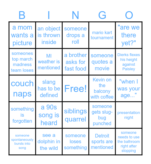 Spring Break 2026 Bingo Card