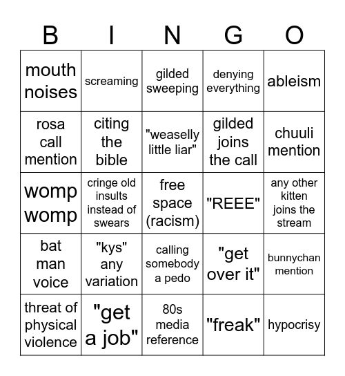 Lio Stream Bingo Card