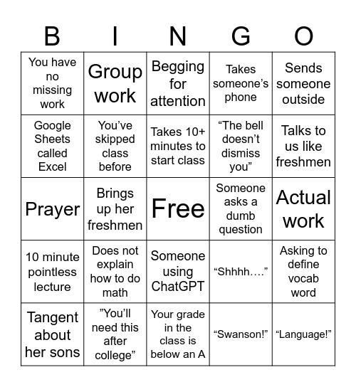 M4B Bingo Card