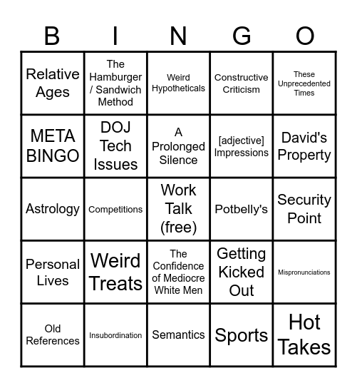 IP Lunch Bingo Card