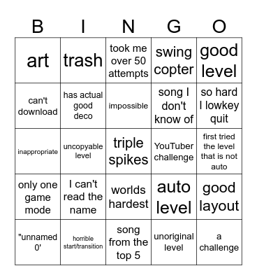 Recent tab Bingo Card