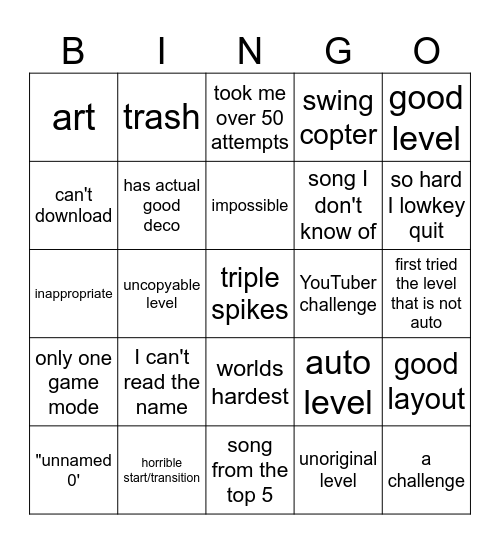 Recent tab Bingo Card