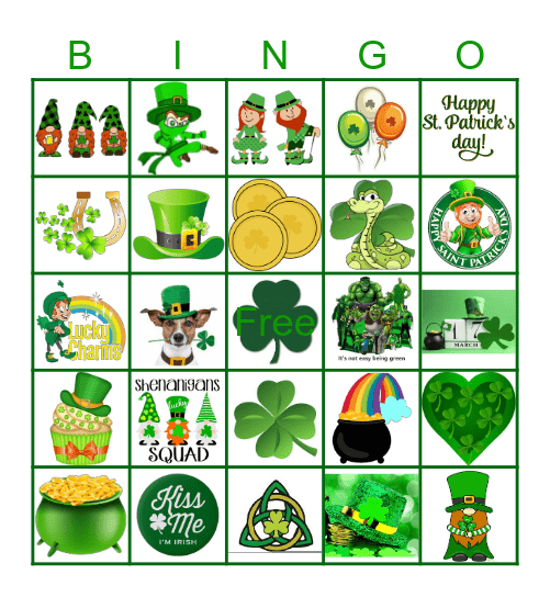 Happy St. Patricks Day Bingo Card