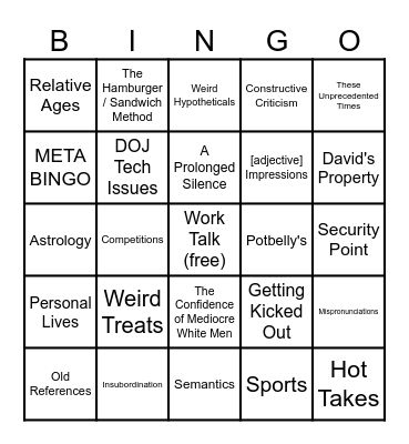 IP Lunch Bingo Card