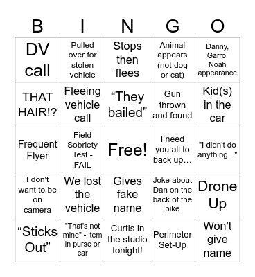 OPL Friday Night Bingo Card