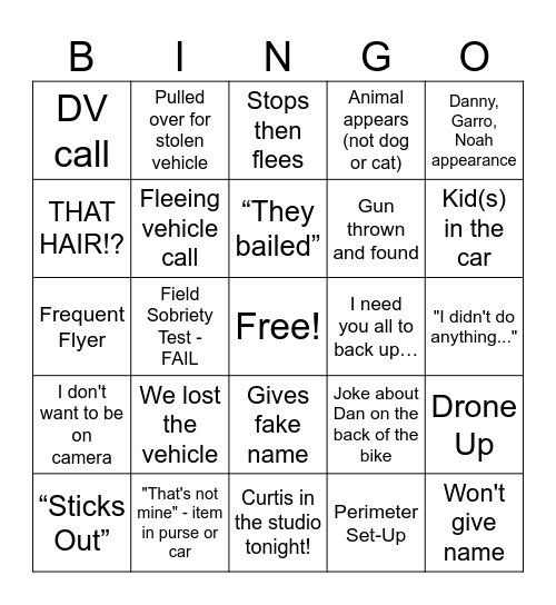 OPL Friday Night Bingo Card