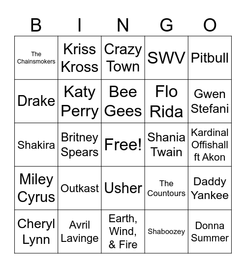 Pop Yeah Bingo Card