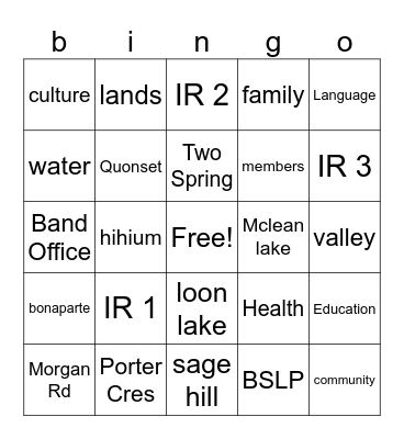 People of the Valley Bingo Card