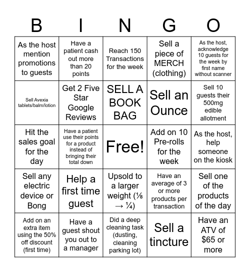 Grow+ Week of 3/15 _____________ Bingo Card