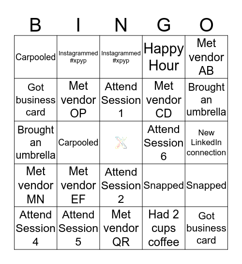 Experience 2017 Bingo Card