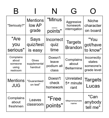 Jango Bingo Card