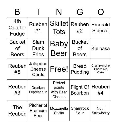 St. Pattys LTO BINGO Card