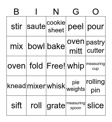Great American Baking Show Bingo Card