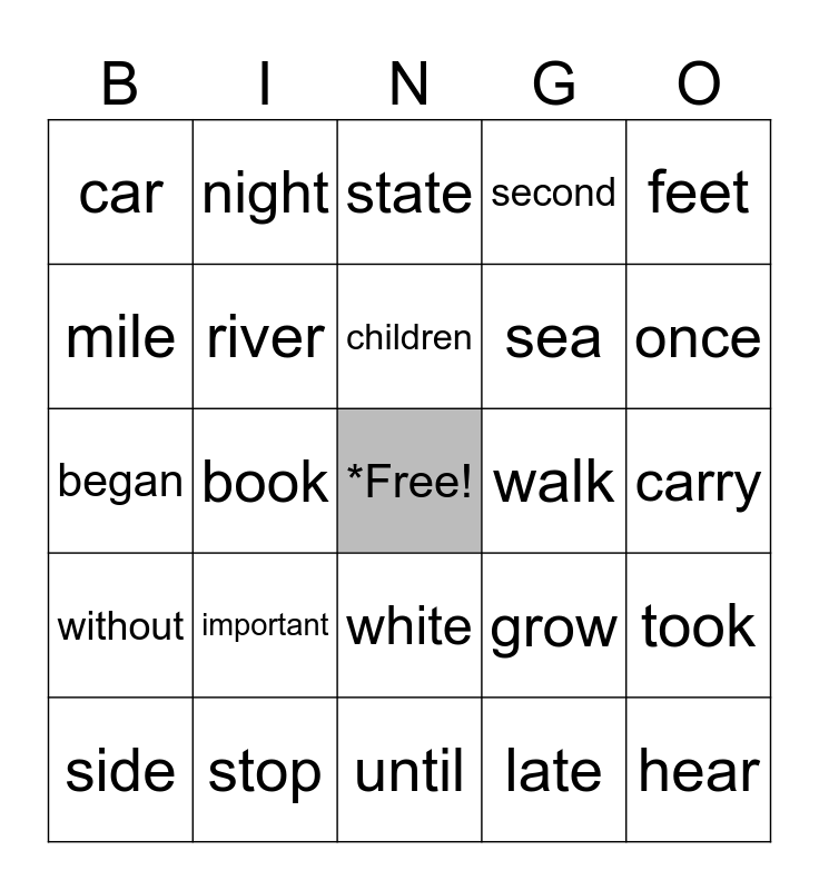 Fry Words - Third Hundred List 3 Bingo Card