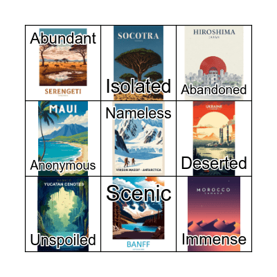 Traveling to Remote Places Bingo Card