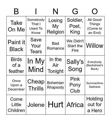 Medieval Cover Bingo Card