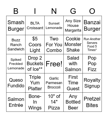 FRIDAY NIGHT BINGO Card