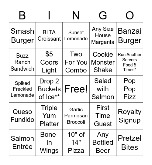 FRIDAY NIGHT BINGO Card