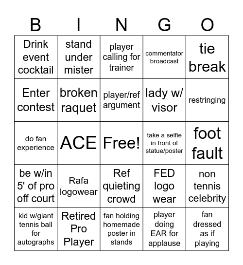 MIAMI OPEN 2026 Bingo Card