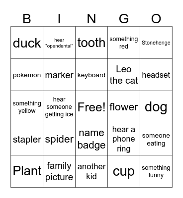 SCAVENGER HUNT BINGO Card