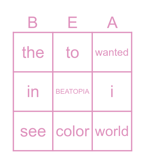 take a bite Bingo Card