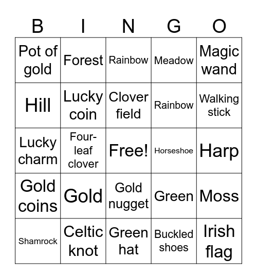 St. Patrick's Day Bingo Card