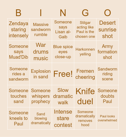 DUNE 2 BINGO Card