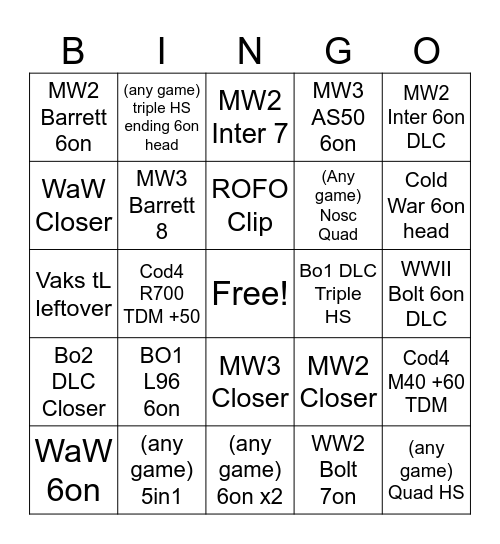 P3 Bingo Card