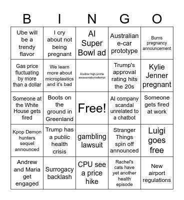 2026 Bingo Card