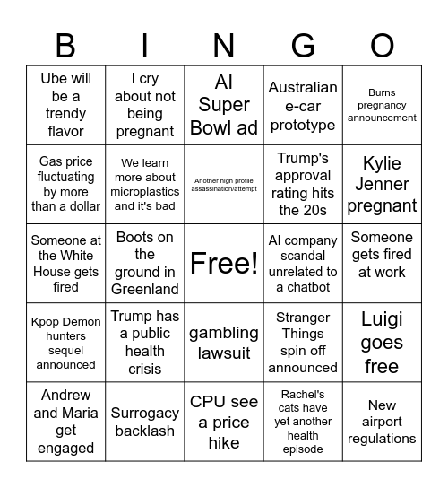 2026 Bingo Card