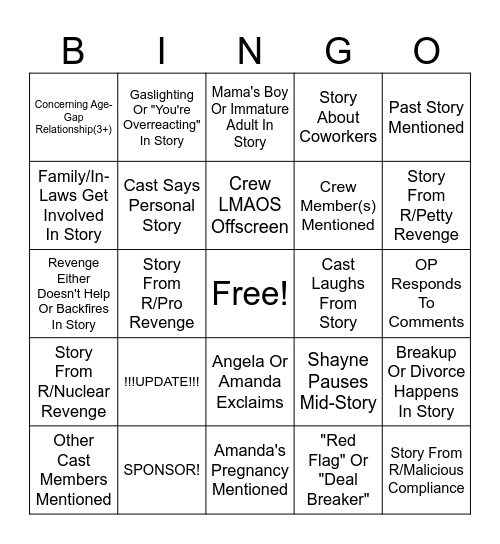 SRRS Bingo Card