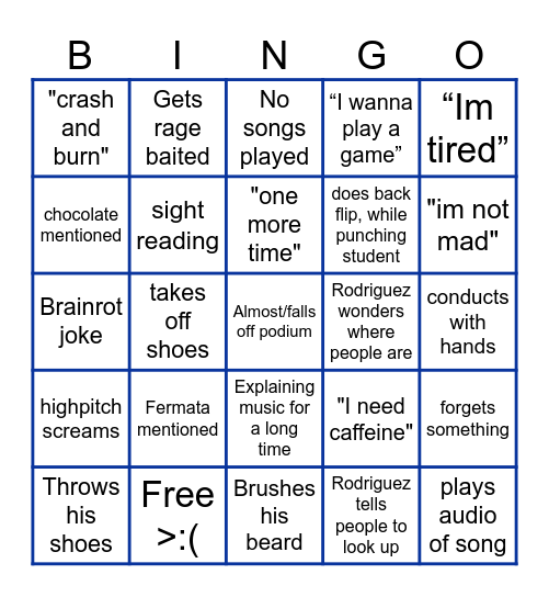 DHSHS Band Bingo Card