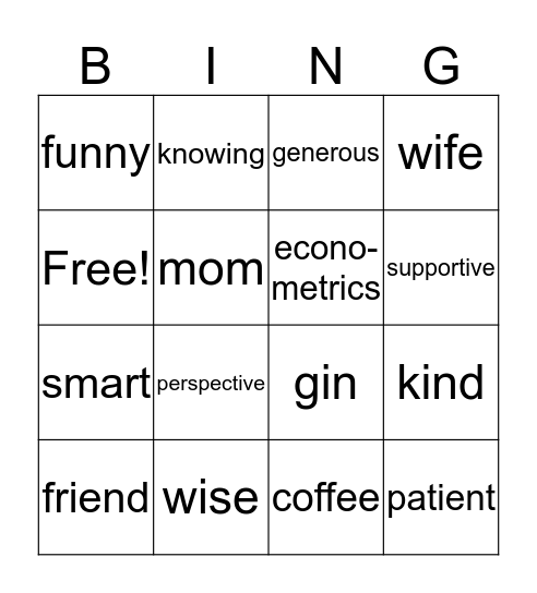 Carolyn's Birthday Bingo Card