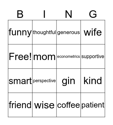 Carolyn's Birthday Bingo Card