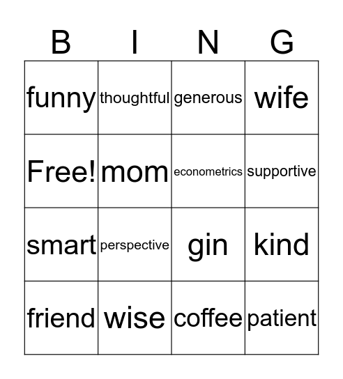 Carolyn's Birthday Bingo Card